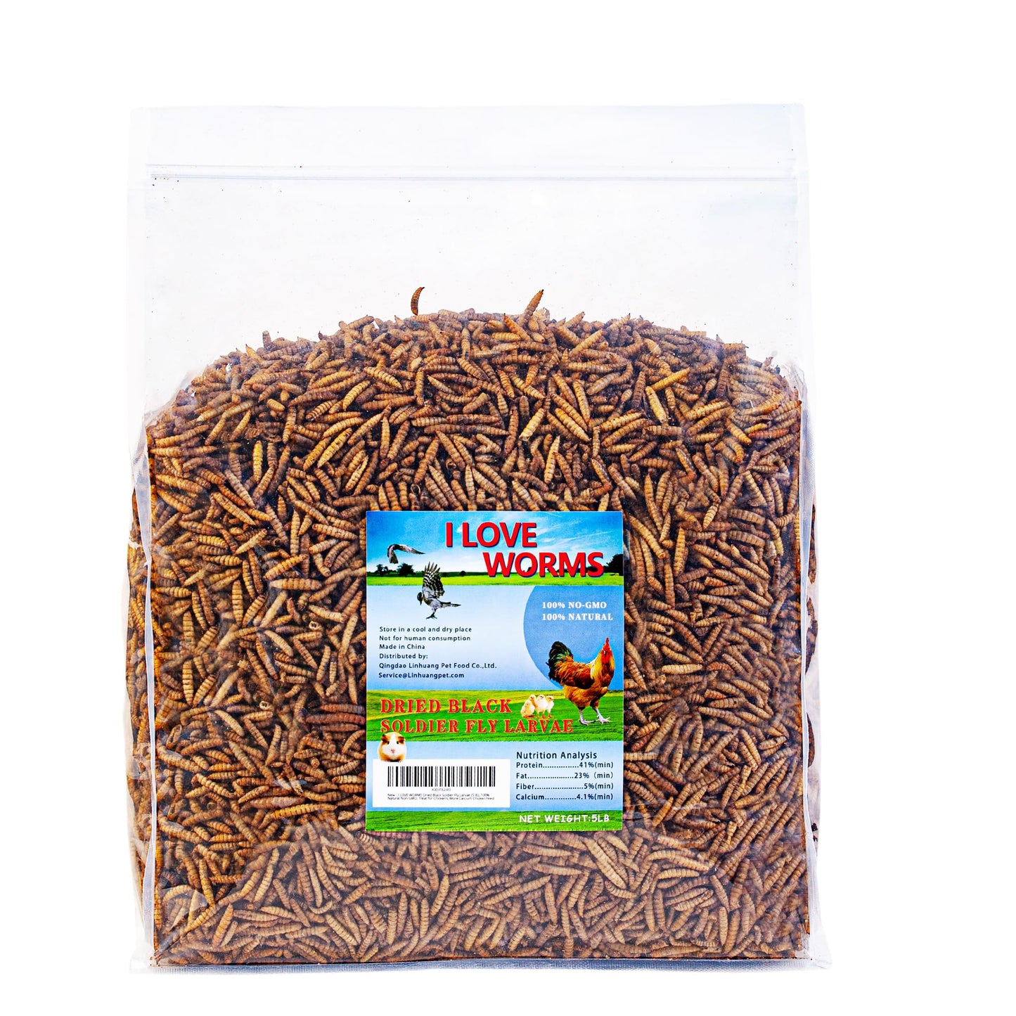 I Love Worms Dried Black Soldier Fly Larvae (5 LB), 100% Natural Non-GMO, Treat for Chickens, More Calcium Chicken Feed