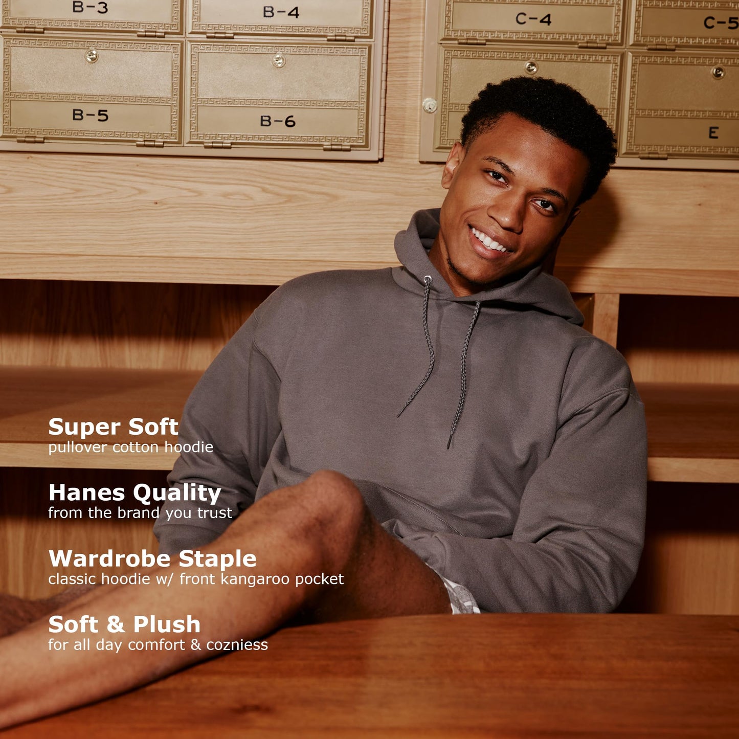 Hanes ComfortBlend EcoSmart Pullover Hoodie Sweatshirt Black,Large