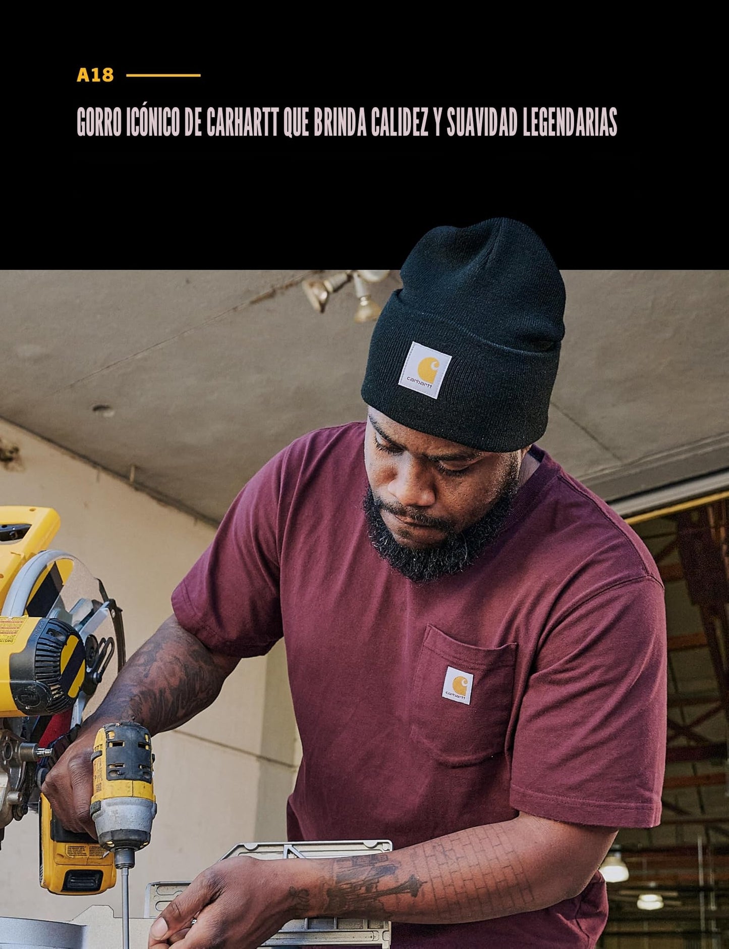 Carhartt Knit Cuffed Beanie, Gorro de punto, Unisex adulto, Negro, Talla única