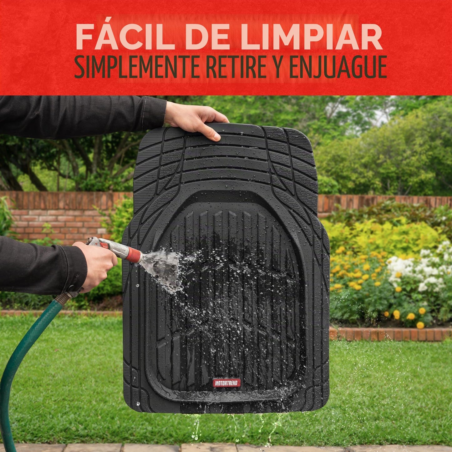 Motor Trend 923-BK FlexTough - Alfombrillas de Goma Resistentes para Coche, SUV, camión y Furgoneta, protección para Todo Tipo de Clima, Ajuste Universal