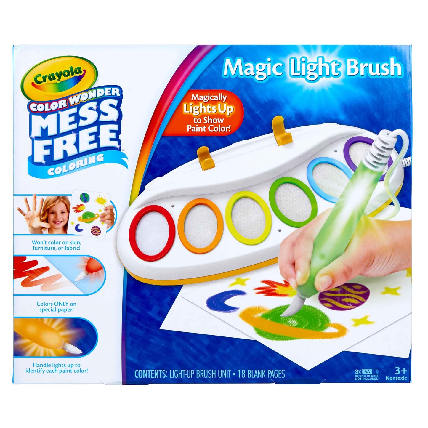 CRAYOLA Color Wonder Magic Light Brush | Pintura sin desorden | Incluye 18 páginas Magic Color Wonder para niños a Partir de 3 años