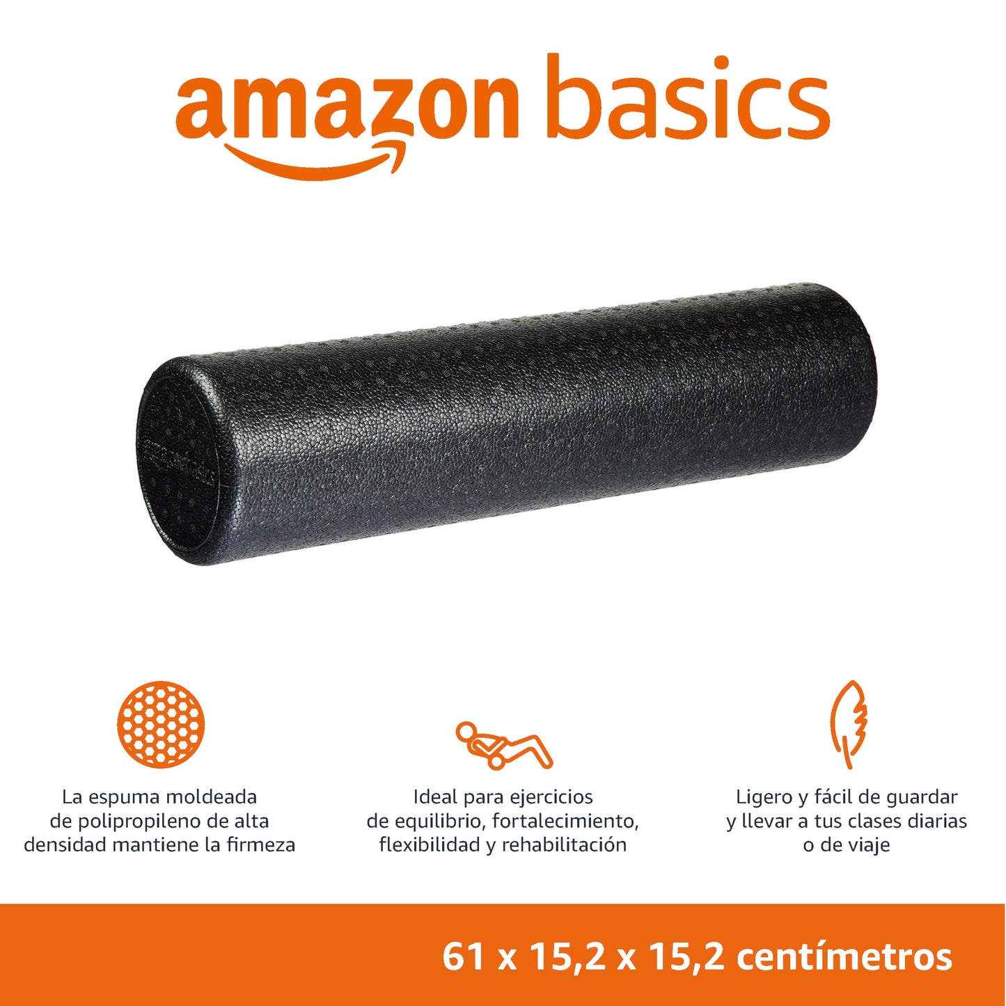 Amazon Basics - Rodillo de espuma de alta densidad, Negro - 45 cm