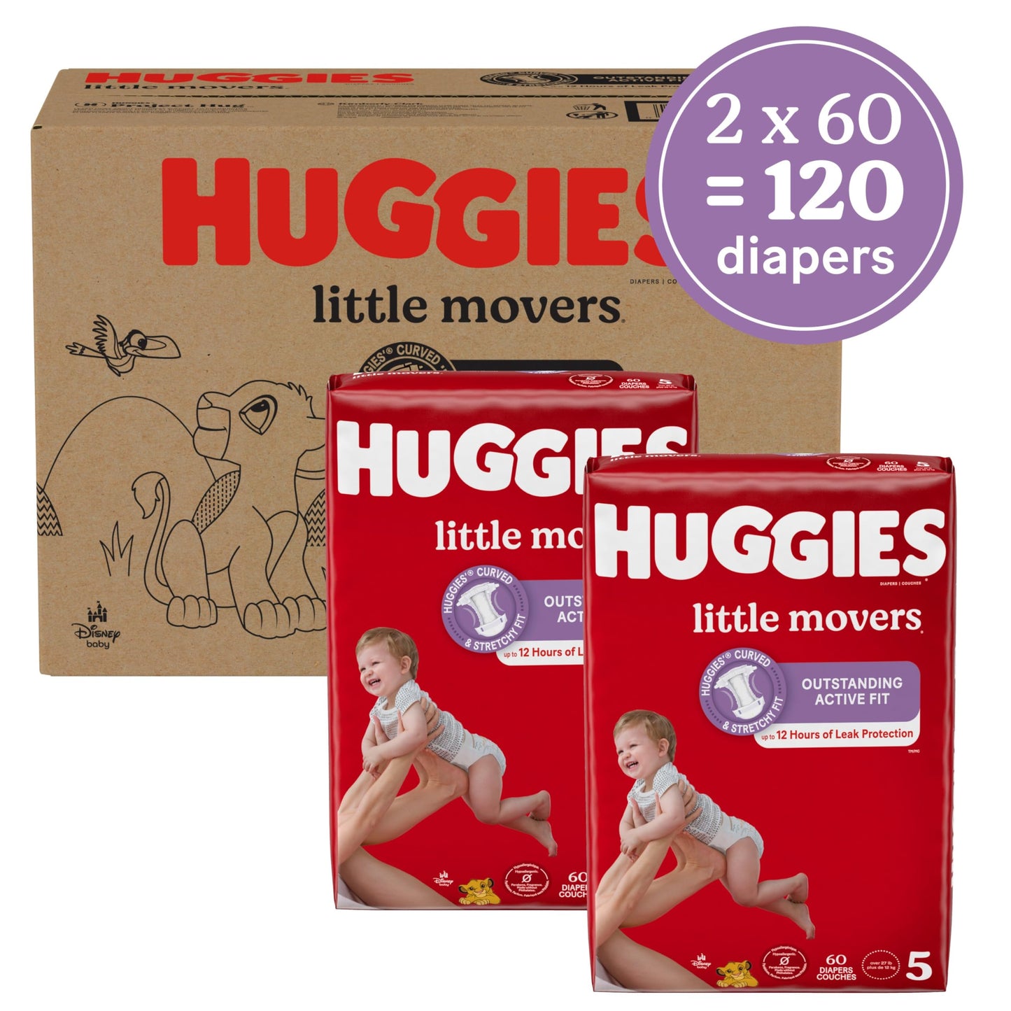 Little Movers - Pañales para bebé, talla 6, 99 unidades