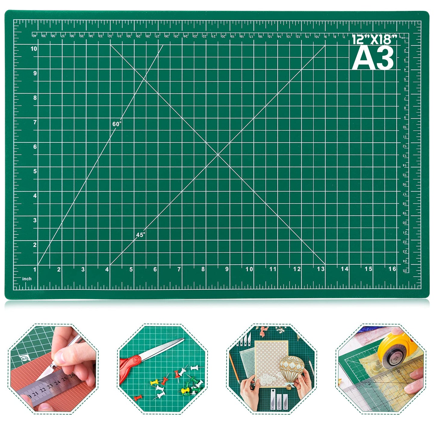 Anezus - Tapete de costura autorreparable, 12 x 18 pulgadas, tapete de corte giratorio de doble cara, 5 capas, tabla de cortar para manualidades, manualidades, manualidades, manualidades,