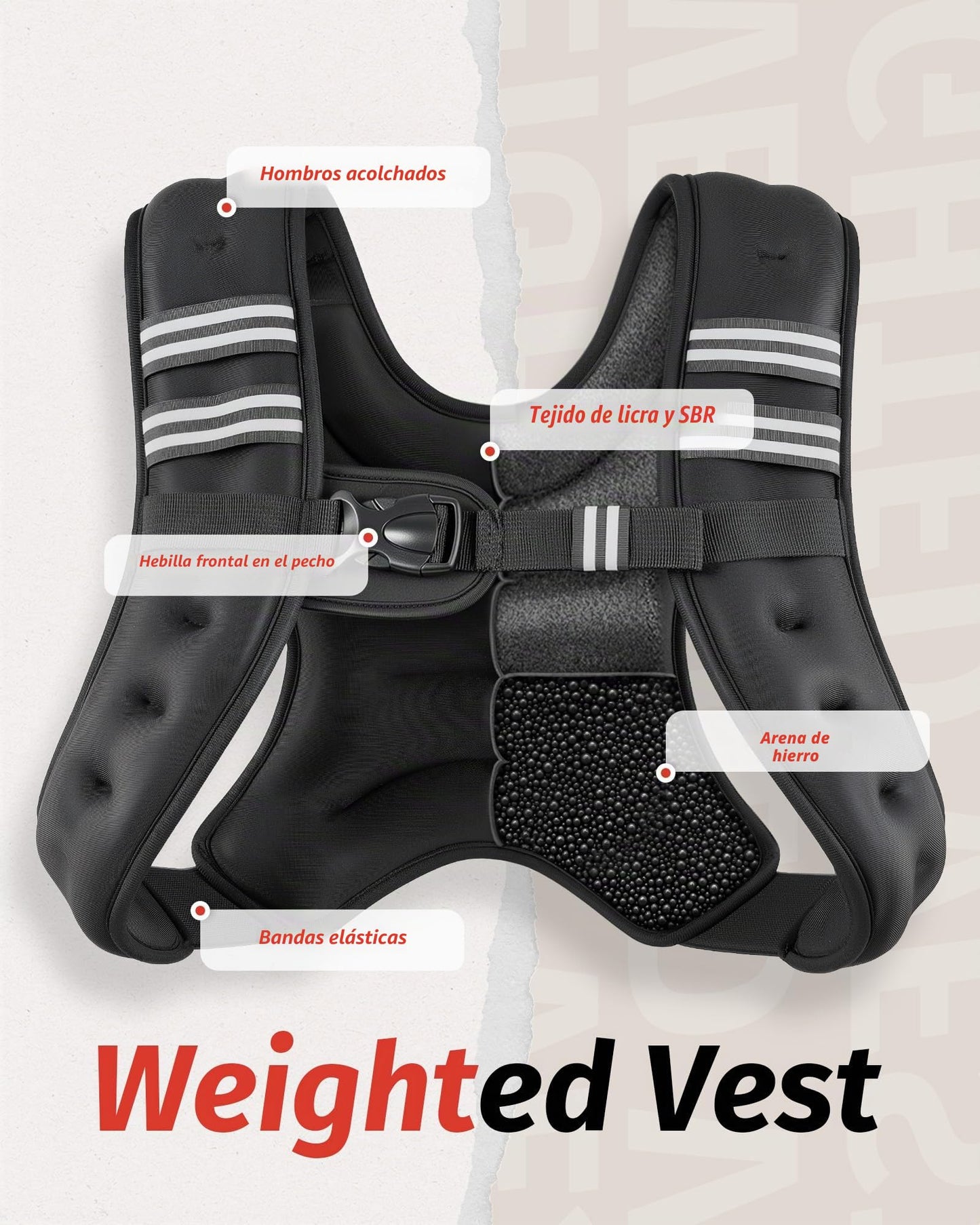 ZELUS Chaleco con peso para entrenamiento de fuerza, equipo de ejercicio ajustable de 5,5 kg para gimnasio en casa, chaleco de peso de arena de hierro con soporte para brazalete para hombres y mujeres