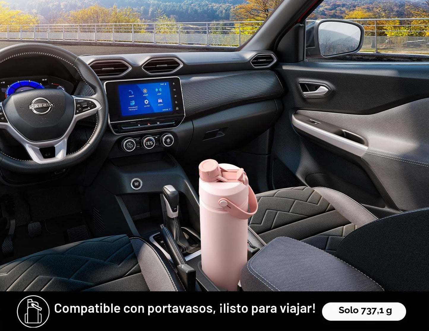 POWCAN Botella de agua térmica de 768 ml/26 oz con pajita y boquilla 2 en 1, mantiene el frío 24 horas, a prueba de fugas, se adapta al portavasos del coche, botella de acero inoxidable (Dark Knight)