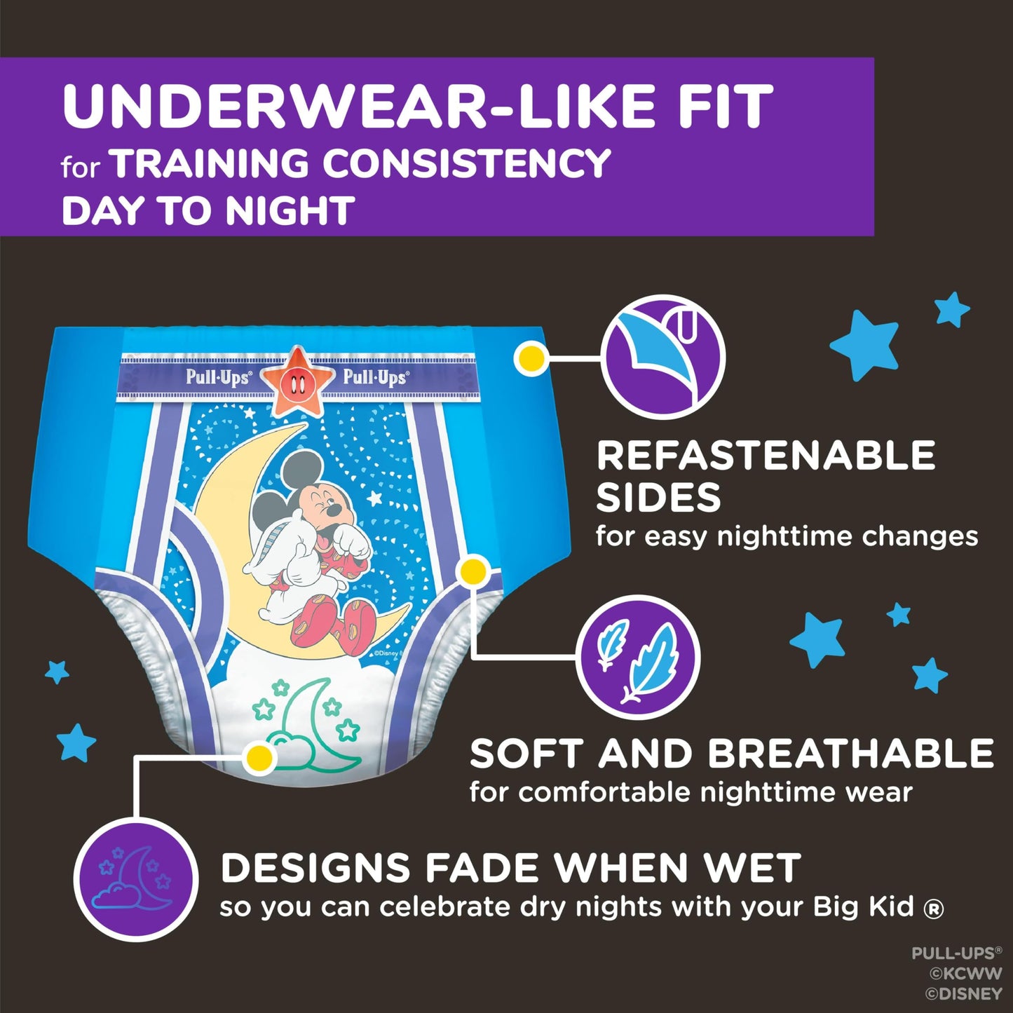 Pull-Ups Night-Time, 3T-4T (32-40 lb.), 60 Ct., Potty Training Pants for Boys, Disposable Potty Training Pants for Toddler Boys (Packaging May Vary)
