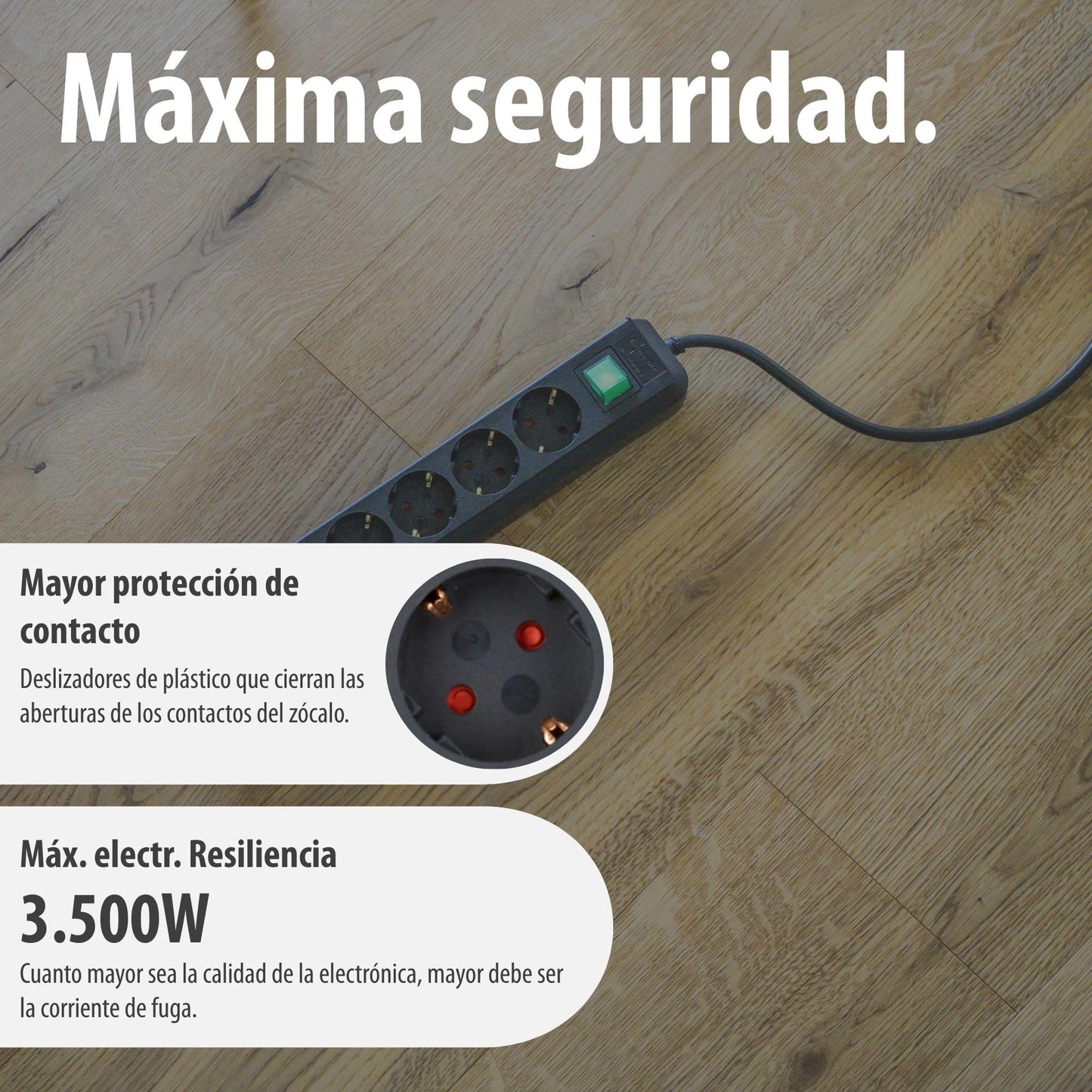 Brennenstuhl Eco-Line regleta de enchufes con 6 Tomas de Corriente (Cable de 1,5m, Interruptor) Negro