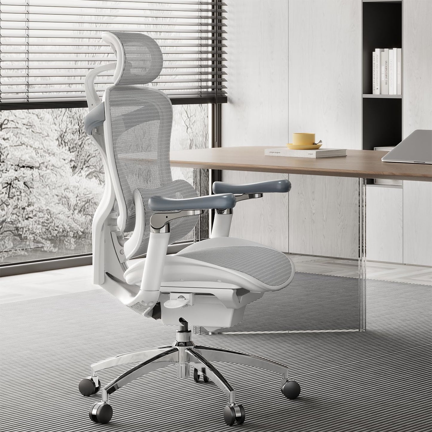 SIHOO Doro C300 Pro Silla de Oficina Ergonómica con Apoyabrazos Ultra Suaves 6D, Soporte Lumbar Dinámico y Ajuste de Profundidad del Asiento (Blanco)(Se envía en Dos Paquetes Separados)