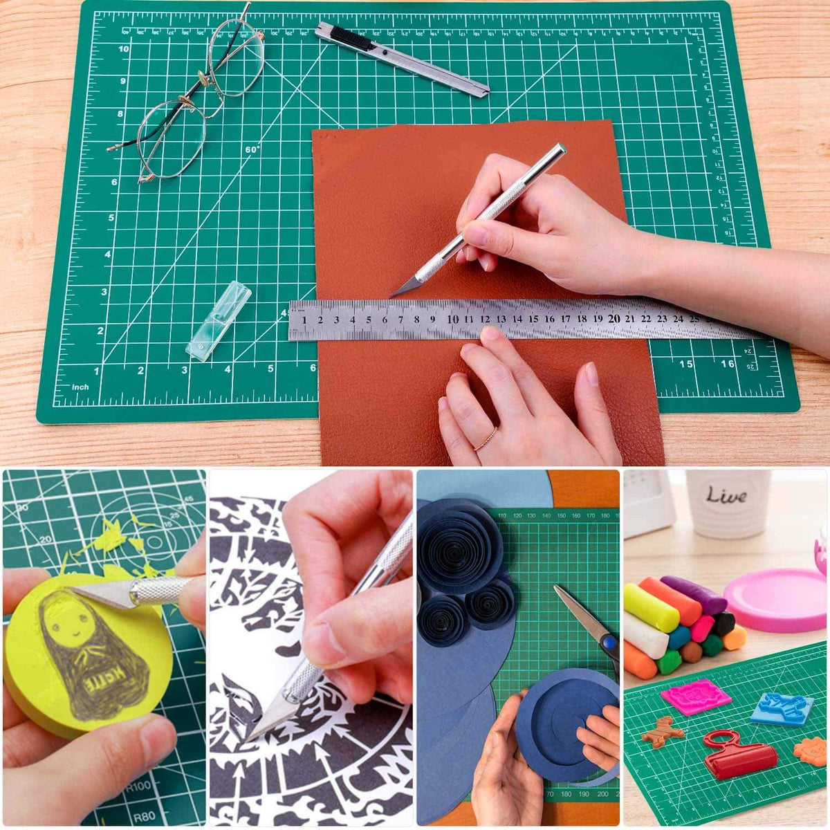 Anezus - Tapete de costura autorreparable, 12 x 18 pulgadas, tapete de corte giratorio de doble cara, 5 capas, tabla de cortar para manualidades, manualidades, manualidades, manualidades,