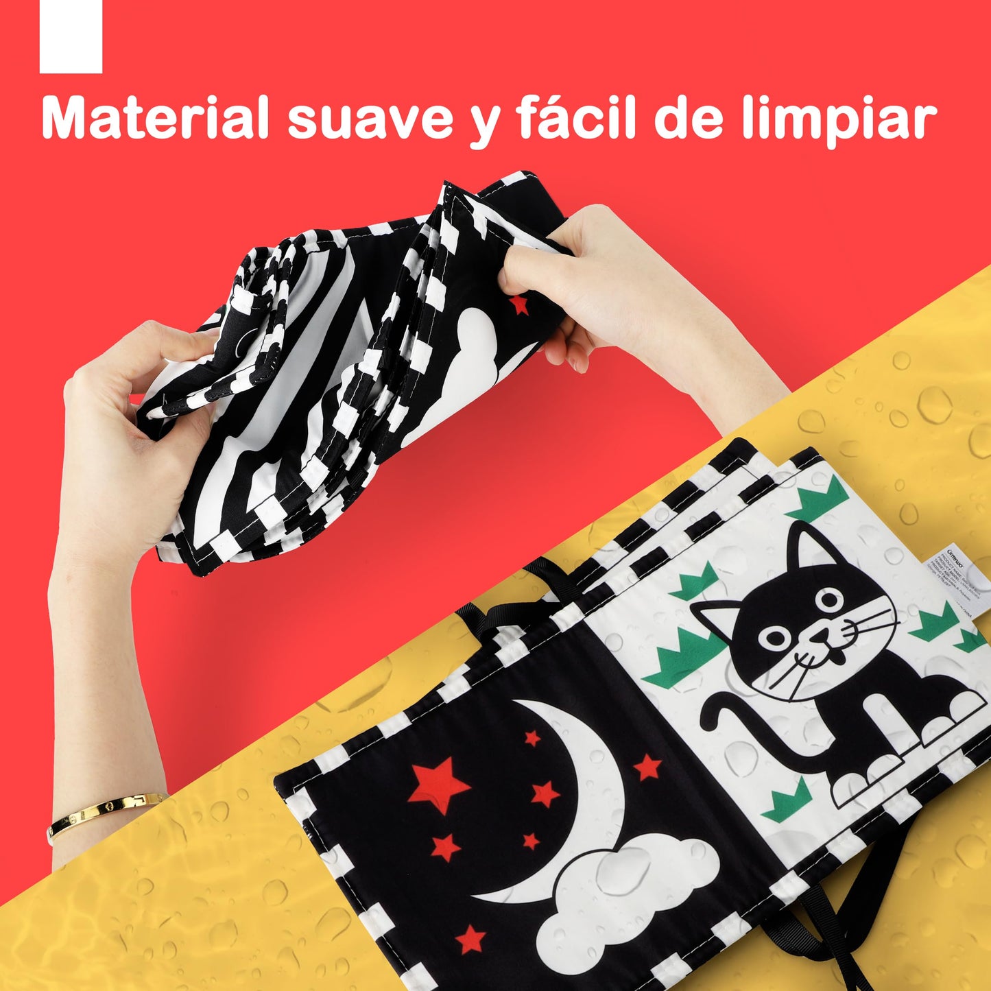 URMYWO Bebé Juguetes 0 6 Meses Negro Blanco Libro Bebé Contraste Libros de Tela 0 3 6 12 Meses Regalos para Bebés (BL-US)
