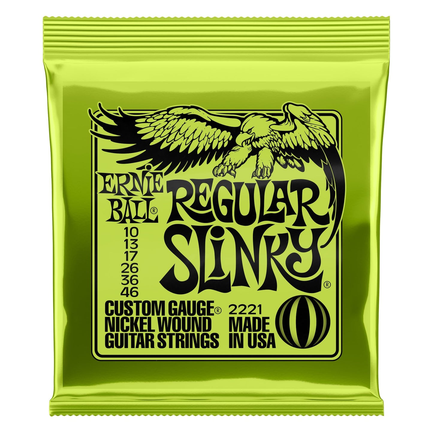 Ernie Ball Regular Slinky - Cuerdas para guitarra eléctrica, entorchado de níquel, 1 paquete, calibre 10-46