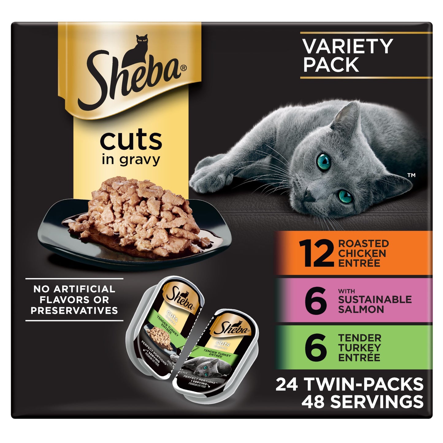 Sheba porciones Cortes en Gravy para entrantes húmedo Cat Food