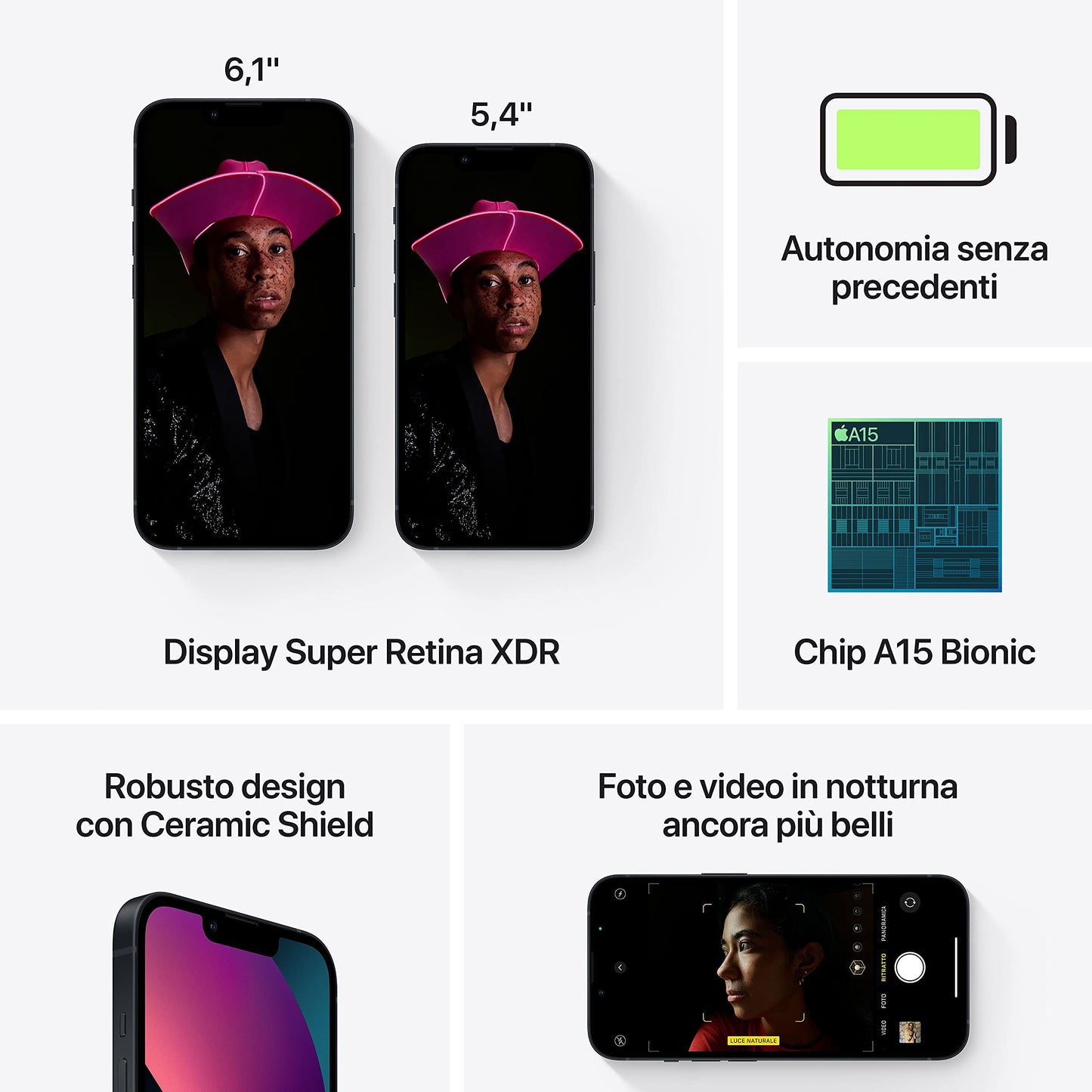 Apple iPhone 13, 128GB, Negro Noche - (Reacondicionado)