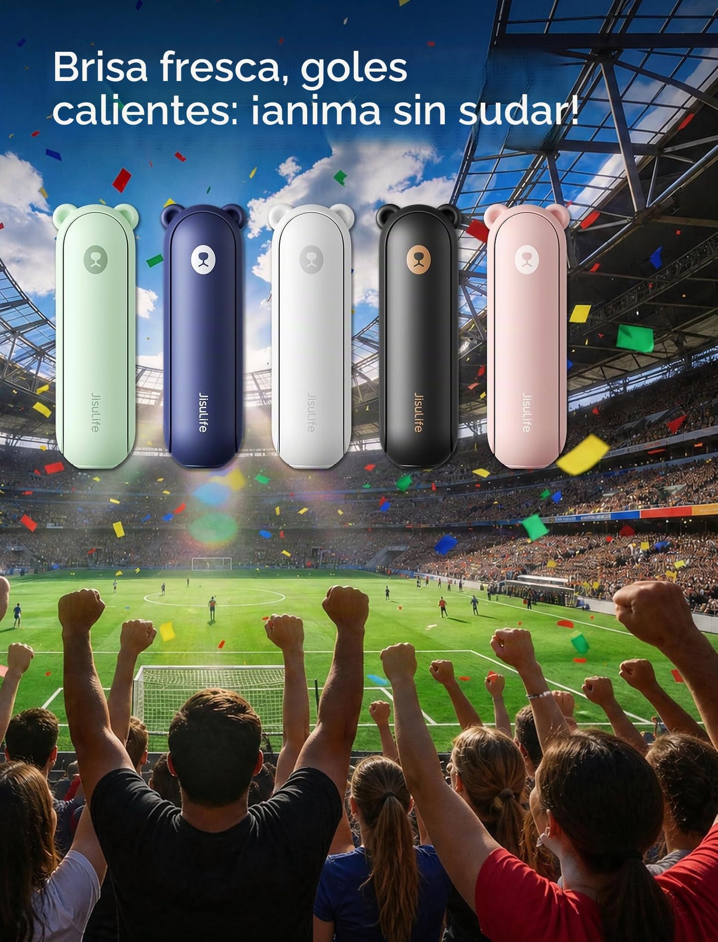 Jesir 14-22 horas de trabajo recargable ventilador de mano con tamaño de bolsillo, 2000 mAh Power Bank, funciona con batería o ventilador personal plegabl