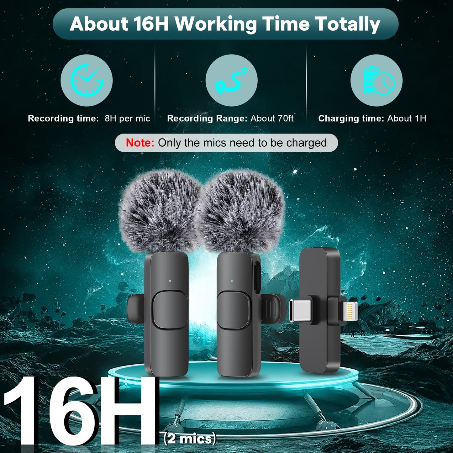 MAYBESTA Mini micrófono inalámbrico para iPhone, teléfono Android, micrófono de solapa Bluetooth para grabación de audio y video, micrófonos de creación de contenido con clip para YouTube Tiktok