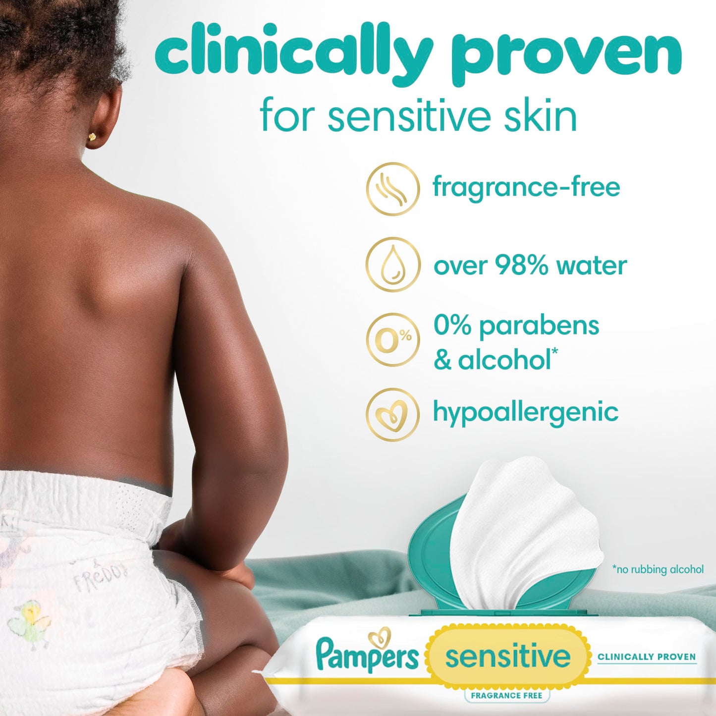 Pampers Sensitive - Toallitas húmedas para bebé, 1008 unidades, a base de agua, hipoalergénicas y sin perfume (el embalaje puede variar)