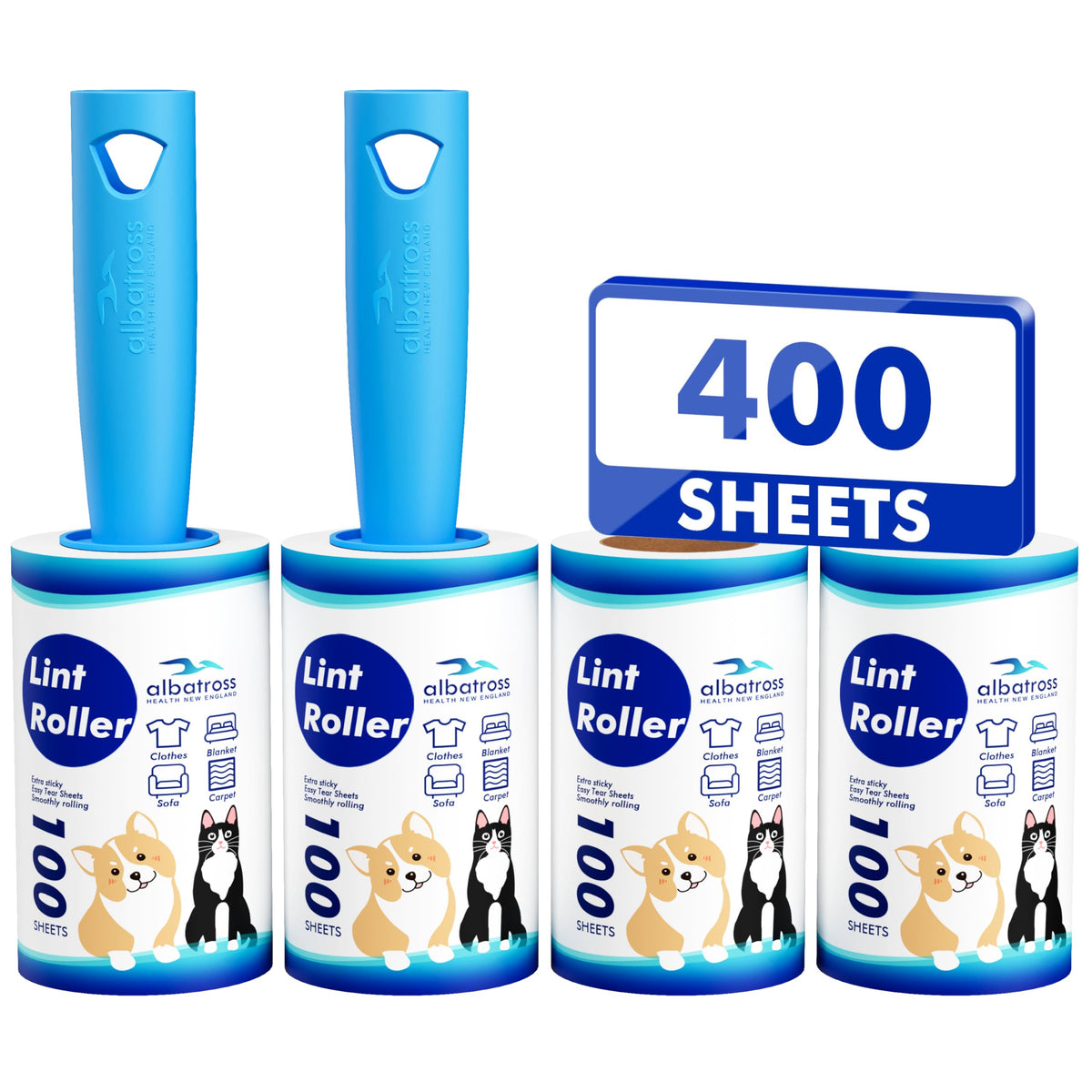Rodillos de Pelusa 400 Hojas para Eliminar Pelusas de Mascotas, sofá, Muebles de Ropa y alfombras
