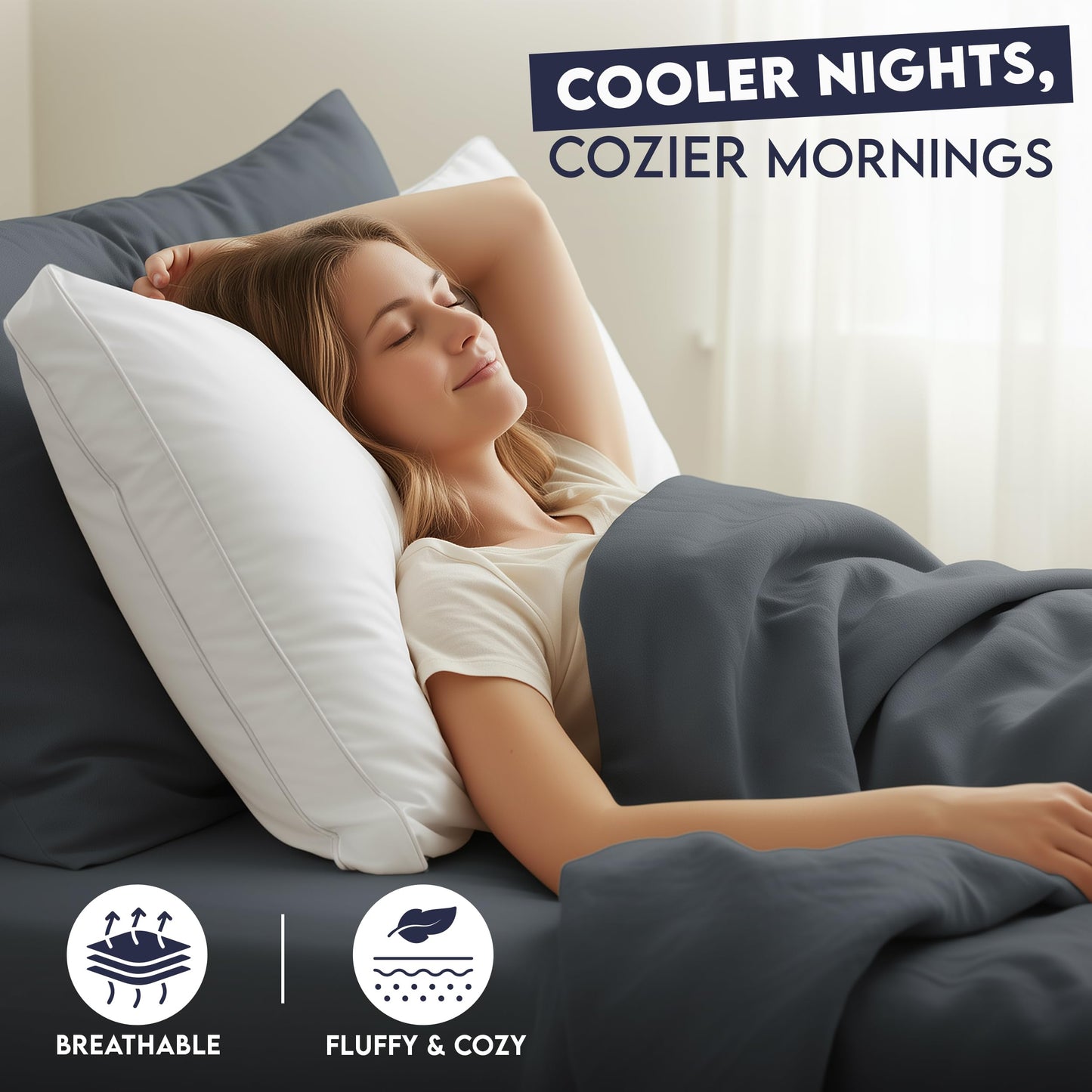 Utopia Bedding Almohadas de Cama para Dormir tamaño Queen (Blanco), Juego de 2, Calidad de Hotel refrescante, Almohada Reforzada para Dormir Boca Arriba, Boca Abajo o de Lado