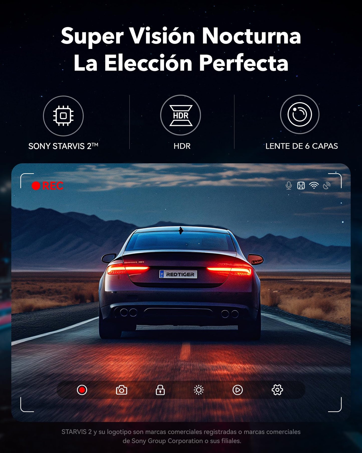 REDTIGER Dashcam 4K/2.5K Delantera y Trasera con STARVIS 2,Pantalla IPS de 3,18 Pulgadas, Tarjeta de 128 GB, WiFi de 5,8 GHz, GPS, WDR Gran Angular de 170°, Admite hasta 256 GB (F7NP)