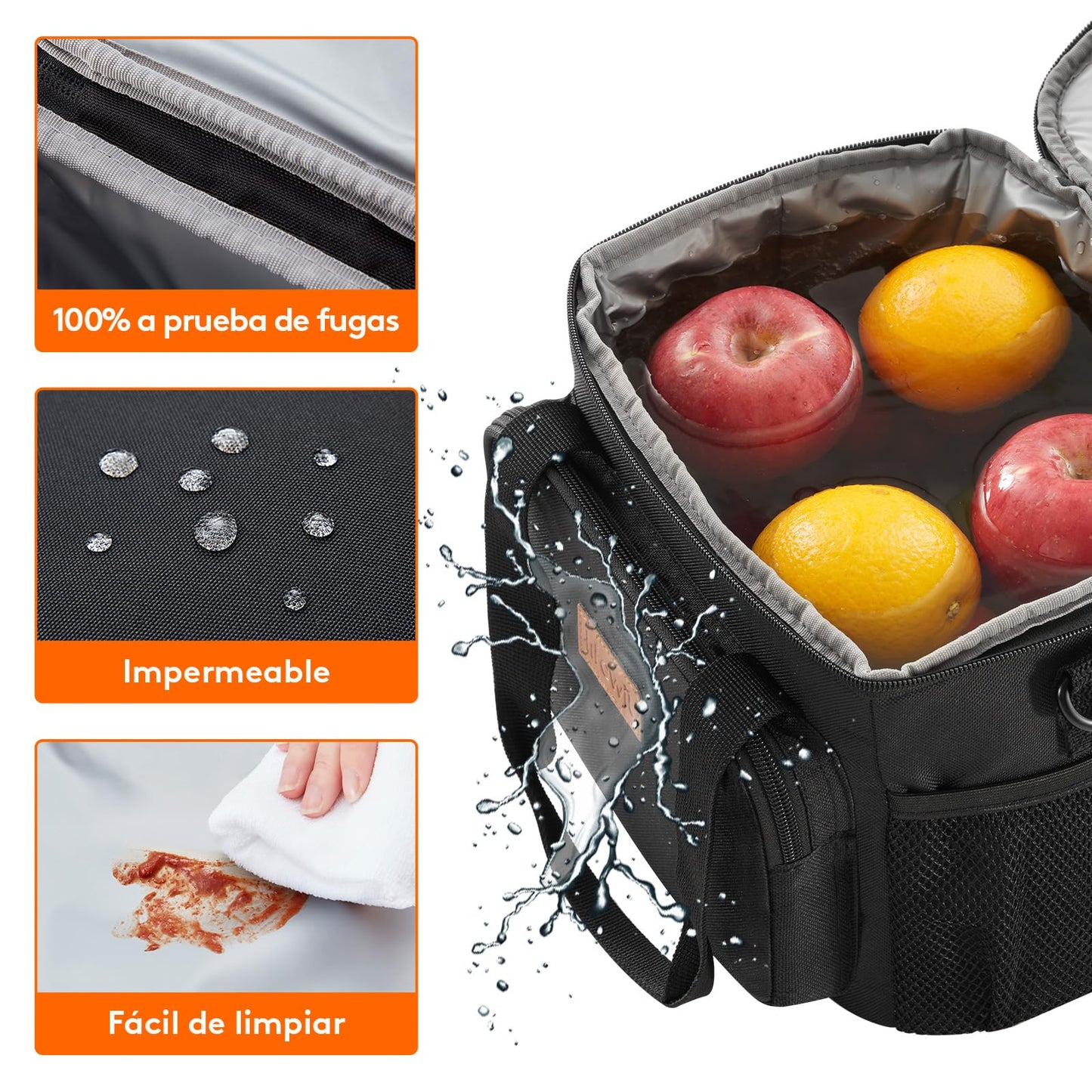 Lifewit Bolsa Termica Porta Alimentos 9L(12 Latas), Bolso Comida Trabajo Hombre y Mujer, Lunch Bag para Lonchera, Medio Bolsas Nevera Portatil para Playa, Viaje, Work, Negro