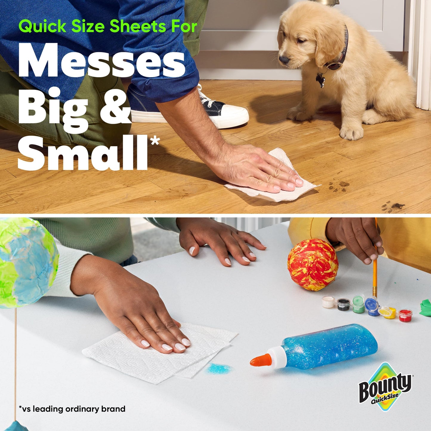 Bounty QuickSize - Rollos de papel de cocina, paquete familiar de 8 unidades (equivalente a 20 rollos regulares), color blanco (el embalaje puede variar)