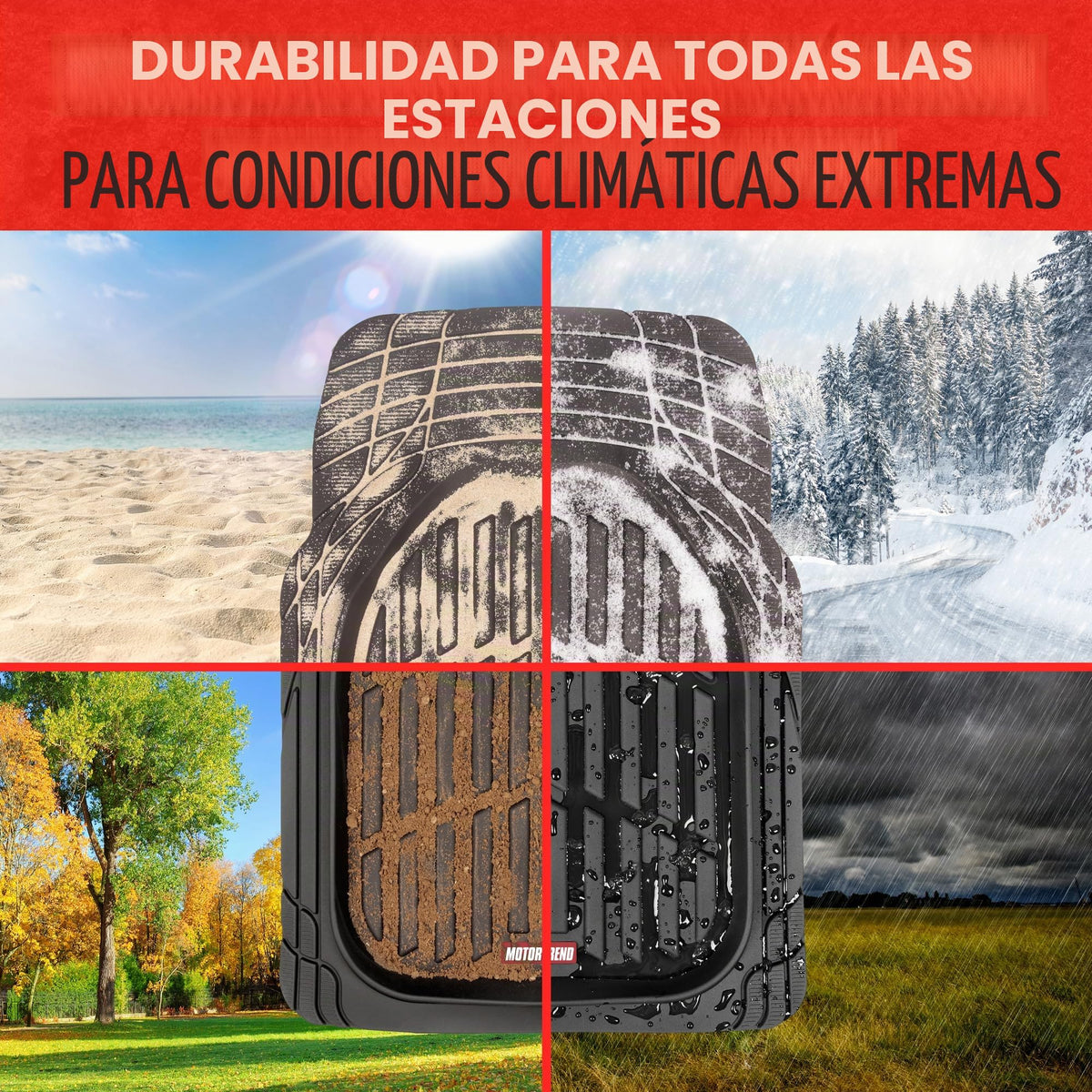 Motor Trend 923-BK FlexTough - Alfombrillas de Goma Resistentes para Coche, SUV, camión y Furgoneta, protección para Todo Tipo de Clima, Ajuste Universal