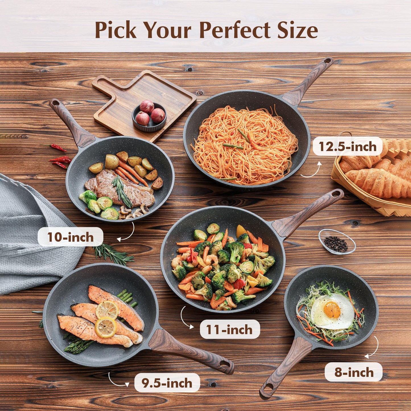 Sensarte Sartén antiadherente, con revestimiento de granito suizo, saludable, sin PFOA, 24 cm