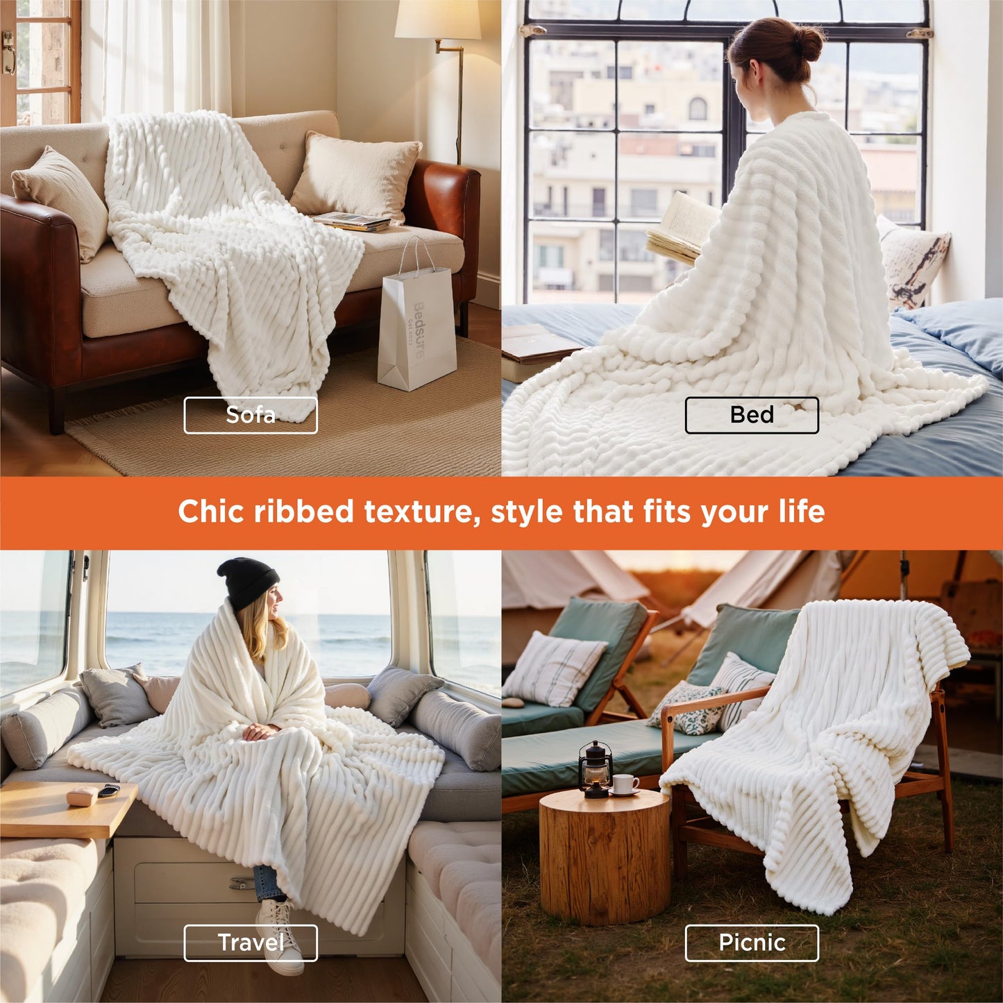 Bedsure Manta de Forro Polar acogedora y Suave para Cama, sofá