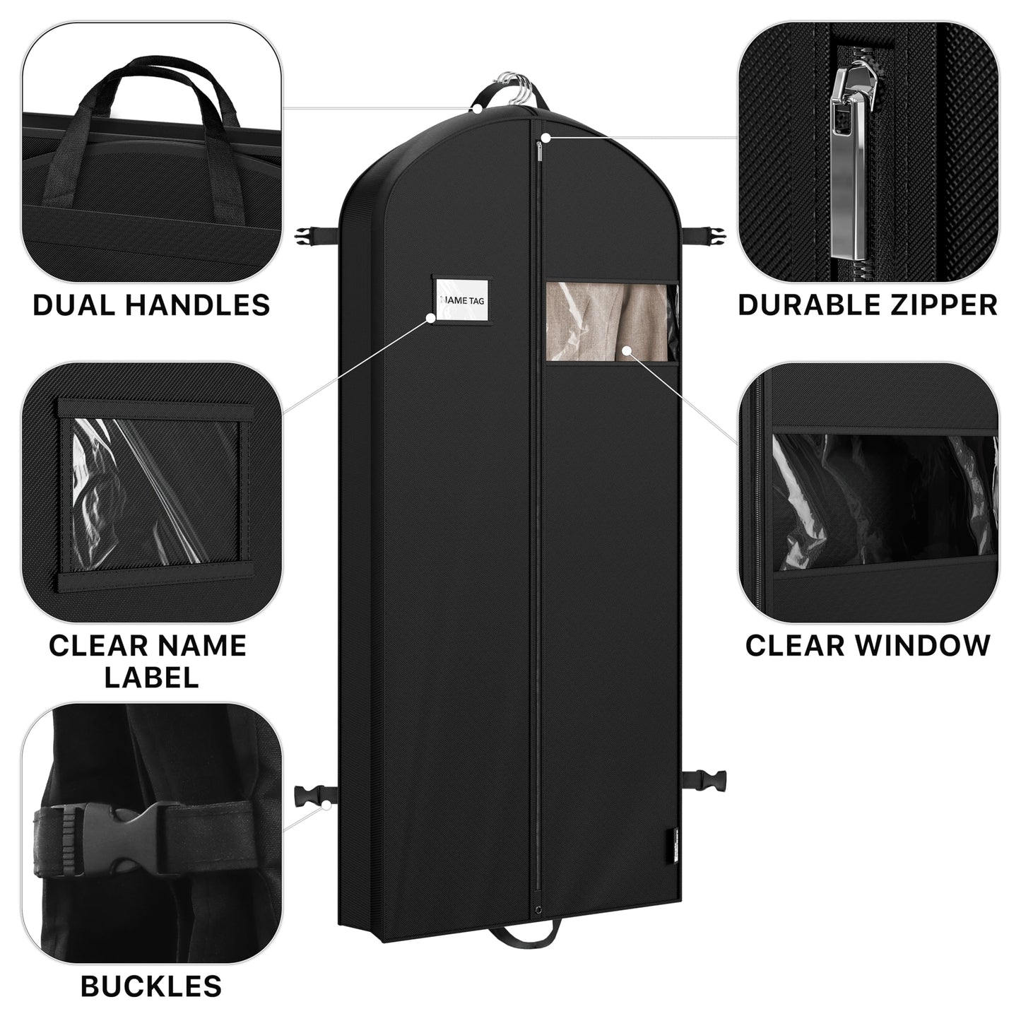 Simple Houseware Portatrajes resistente de 43 pulgadas con bolsillo para vestidos y abrigos