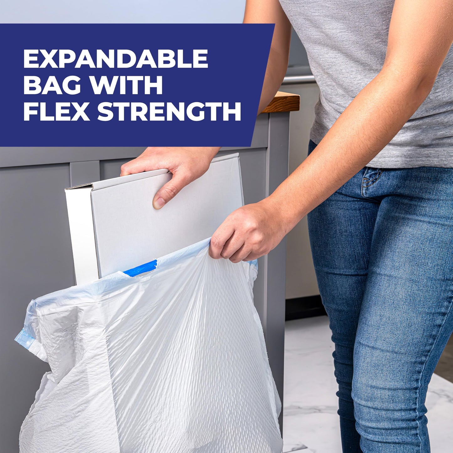 Hefty 10013700016605 Bolsas de basura de cocina ultra fuertes y altas, lavanda y vainilla dulce, 13 galones, 80 unidades, (paquete de 1), color blanco