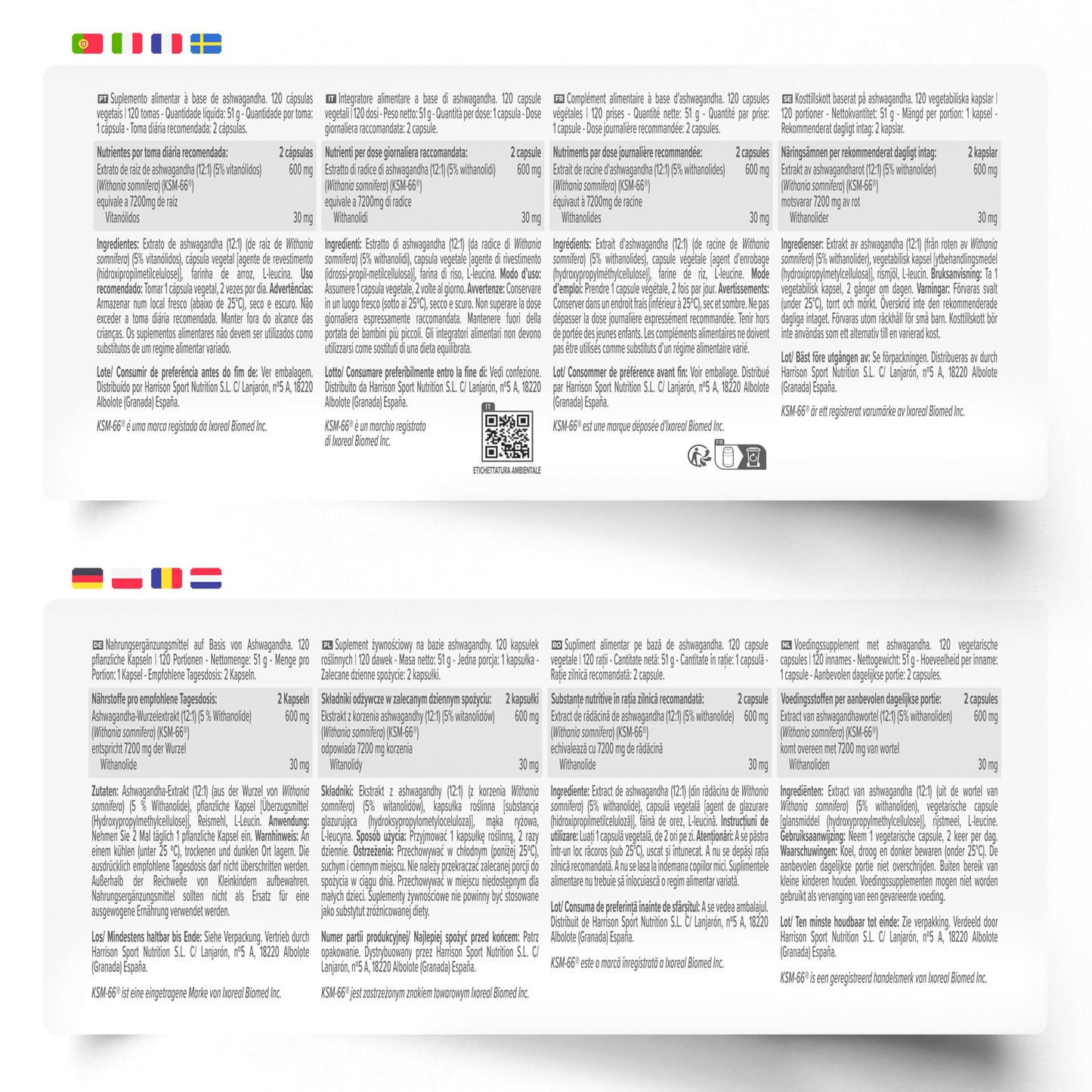 HSN Extracto de Ashwagandha KSM-66® 300 mg - 120 Cápsulas Vegetales