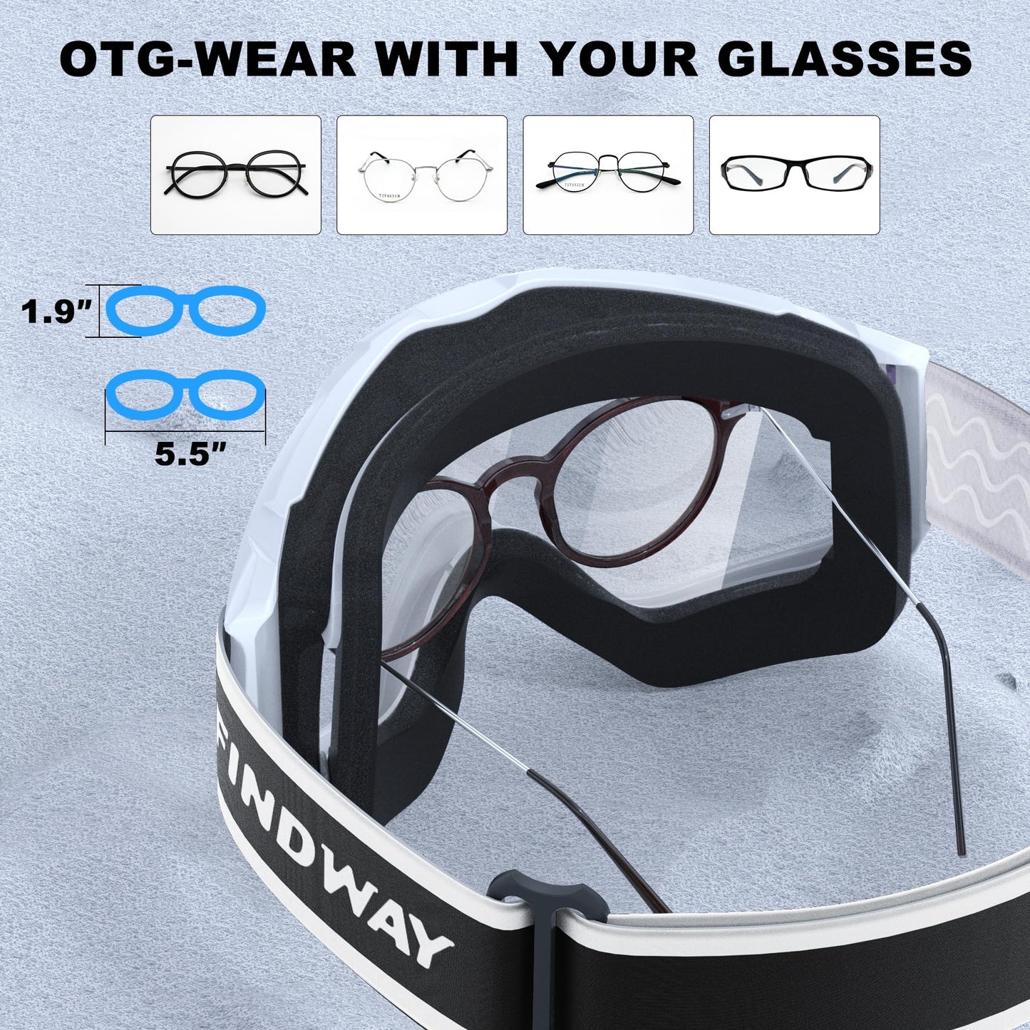 Findway Gafas de esquí, snowboard para usuarios de gafas