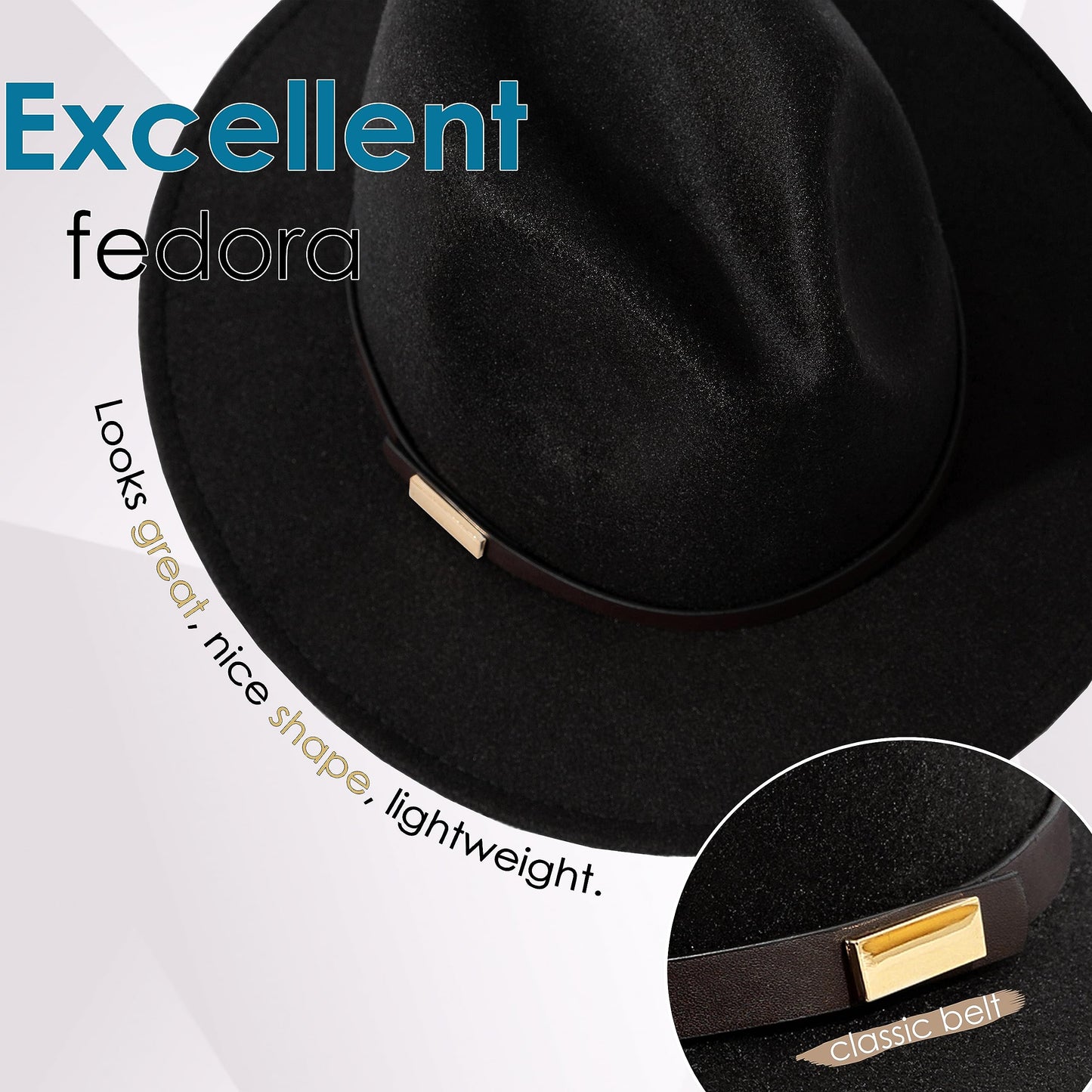 Gossifan Wtt647 Fedora, A-Belt Negro, 7 1/4/7 3/8 para Hombre