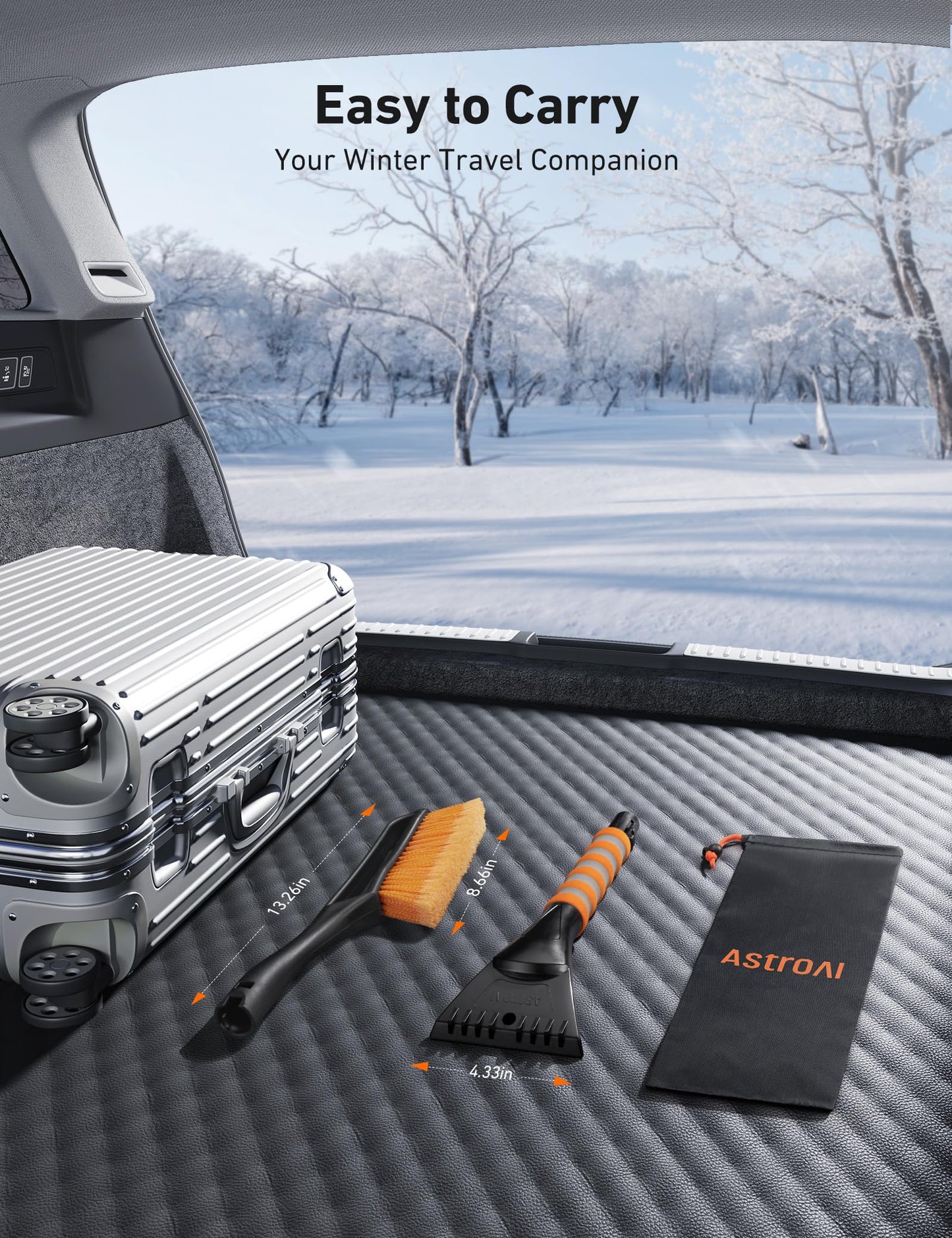 AstroAI Kit de Herramientas de Limpieza Lavado de Autos Trapeador Eliminador Cepillos para Nieve Raspador de Vidrio Desmontable para Automóviles 2 en 1 Mango de Espuma Escurridor Antiescarcha