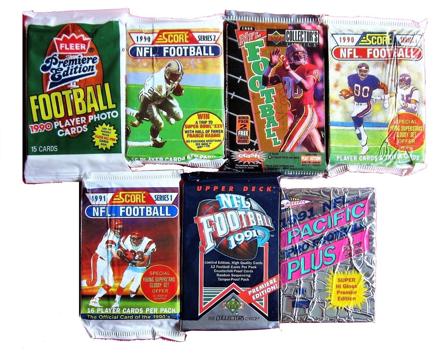 100 tarjetas de fútbol vintage en paquetes de cera sellados antiguos, perfectas para nuevos coleccionistas