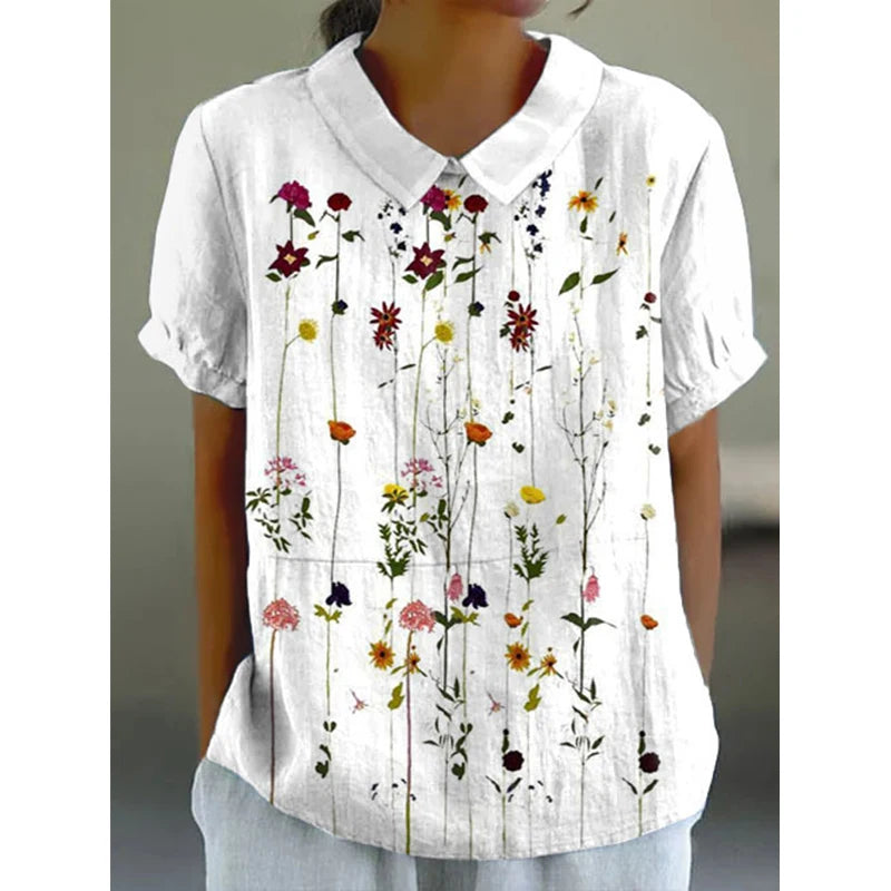 2025 New Spring/Summer Women's Pullover Crew-Neck 3D Printed Short-Sleeve T-Shirt for Foreign Trade