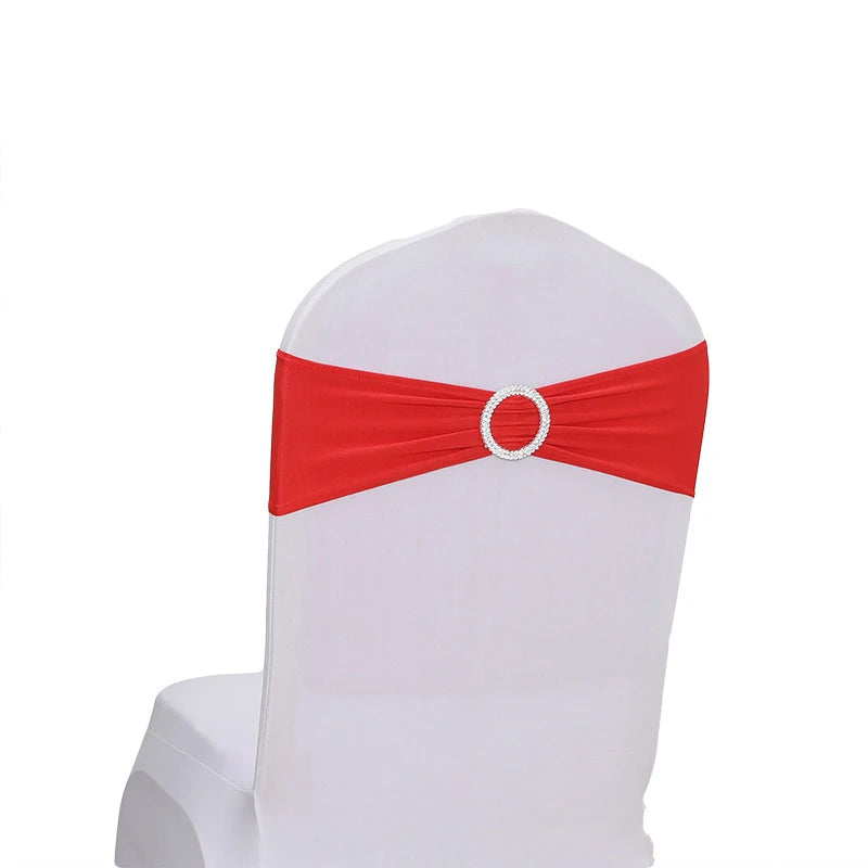 Wholesale Satin Chair Covers Sashes-Reusable 100% Polyester Damask Plain Dyed Red Pink Royal Elastic for Banquet Dining Weddi