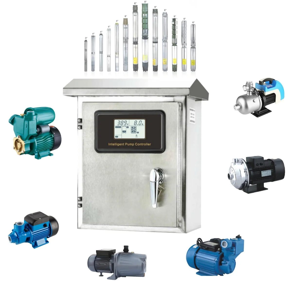 Automatic Stainless Steel Water Pump Controller Timer with Water Level Display for Submersible Pumping Applications