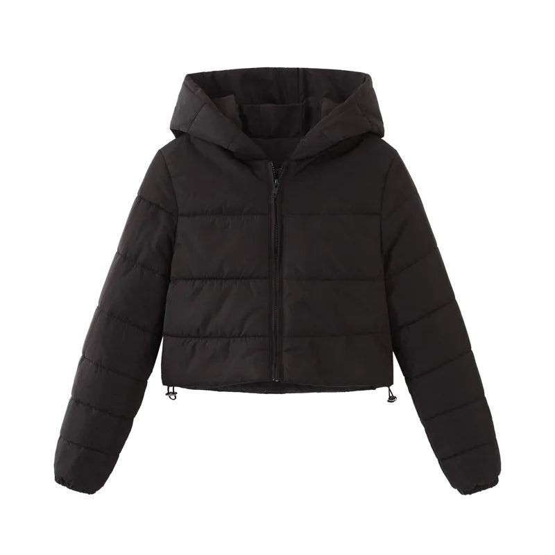 AliExpress Cross-Border European & American Hooded Short Cotton Coat - Hand-Stuffed Cotton Winter Women's Outerwear