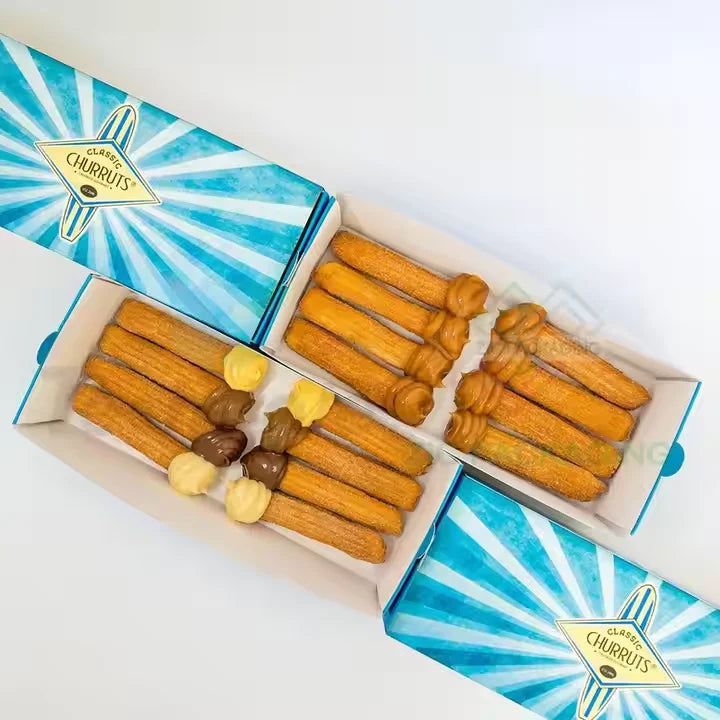 OEM Eco-Friendly Fast Food Packaging Box for Churros Cake for Cookies Macarons Crepes-for Bakery Gift Catering Lunch Embossed