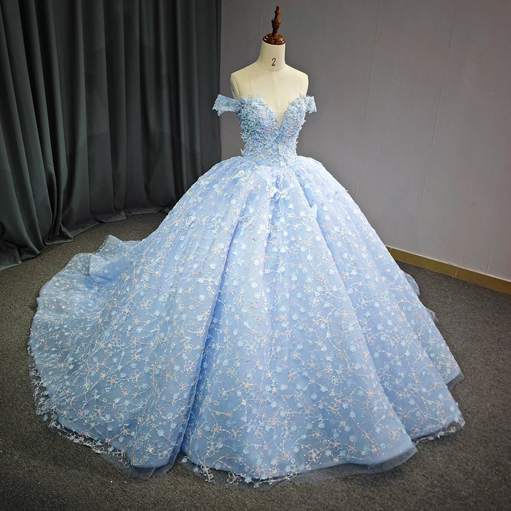Jancember 6578 Princess Blue Ball Gown Quinceanera Dresses for 15 Girls