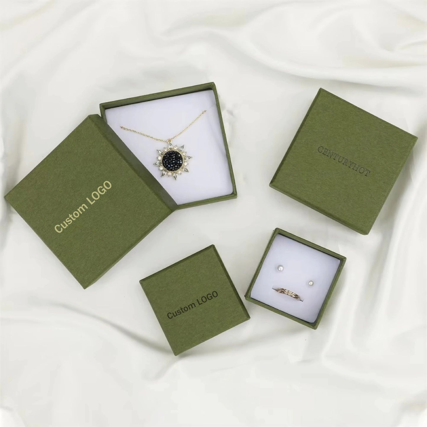 Custom logo Cardboard Jewelry Packaging Boxes Luxury Jewellery Gift Box Necklace Earrings Bracelet Ring Paper Jewelry Lid Box