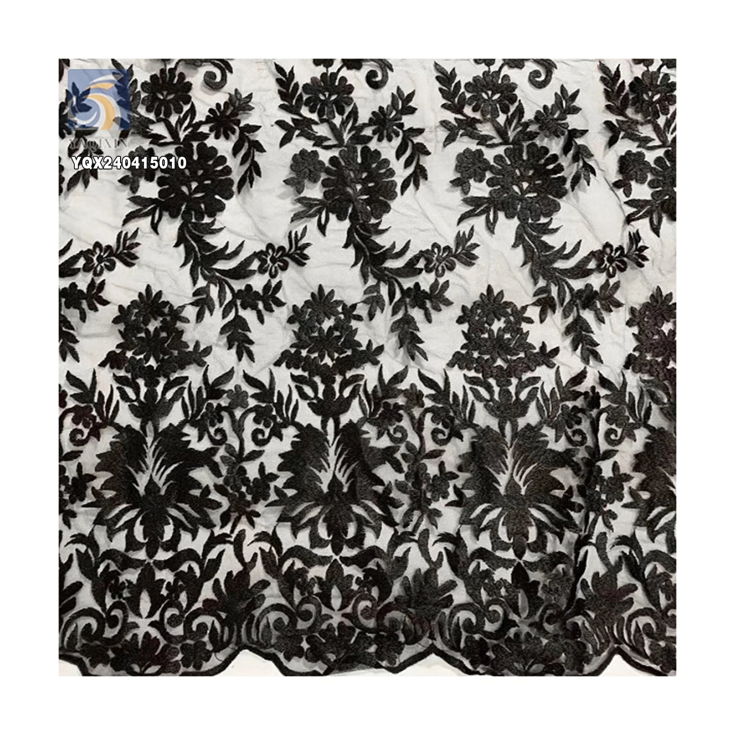 Hot Sale China Wholesale Heavy Flower Embroidery Fabric Water Soluble Tulle Double Lace Cotton Fabric