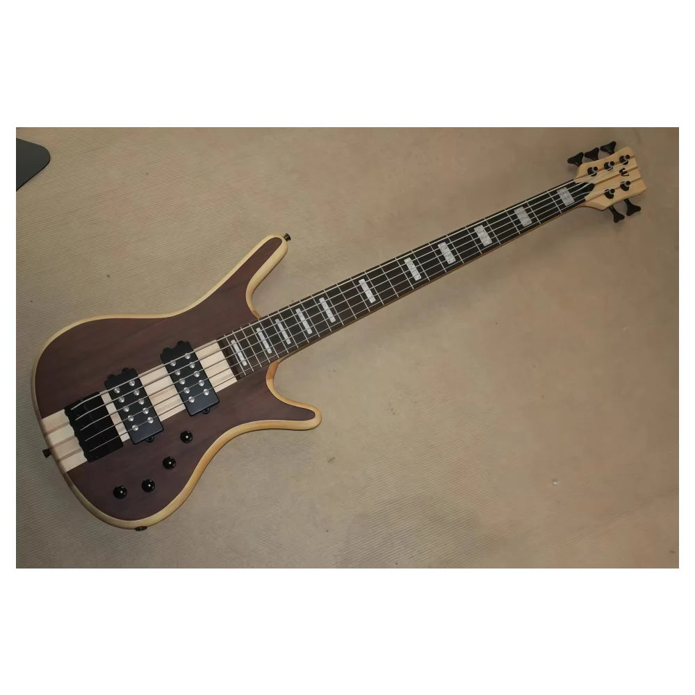 JELO Professional 5-String Electric Bass Guitar 43-Inch Performance Model Champagne Gold Gloss Finish Bright Maple Neck H-H Ogu