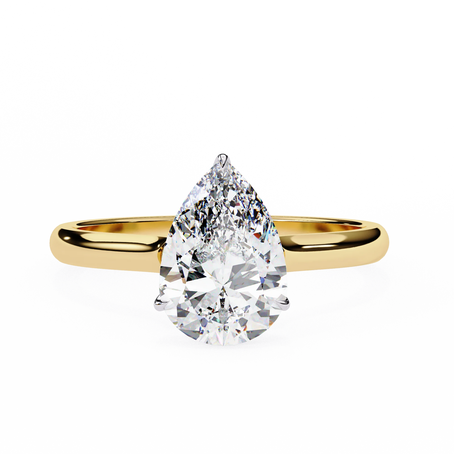 IGI Pear Shaped Lab Grown Diamond 2.10ct 14K Gold Ring E Color VVS2 Clarity Luxury Engagement Wedding Ring for Women