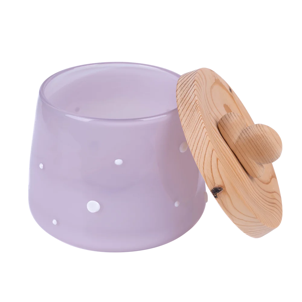 Modern Hand Blown Glass Storage Jars Bamboo Lids Customized Color Free Size Individually Boxed Chien Keng Brand Wedding Tabletop