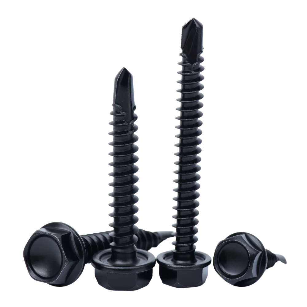 Hex Washer Head Roofing Screws Black Self Tapping Self Drilling Fasteners with EPDM Washer for Steel Structures