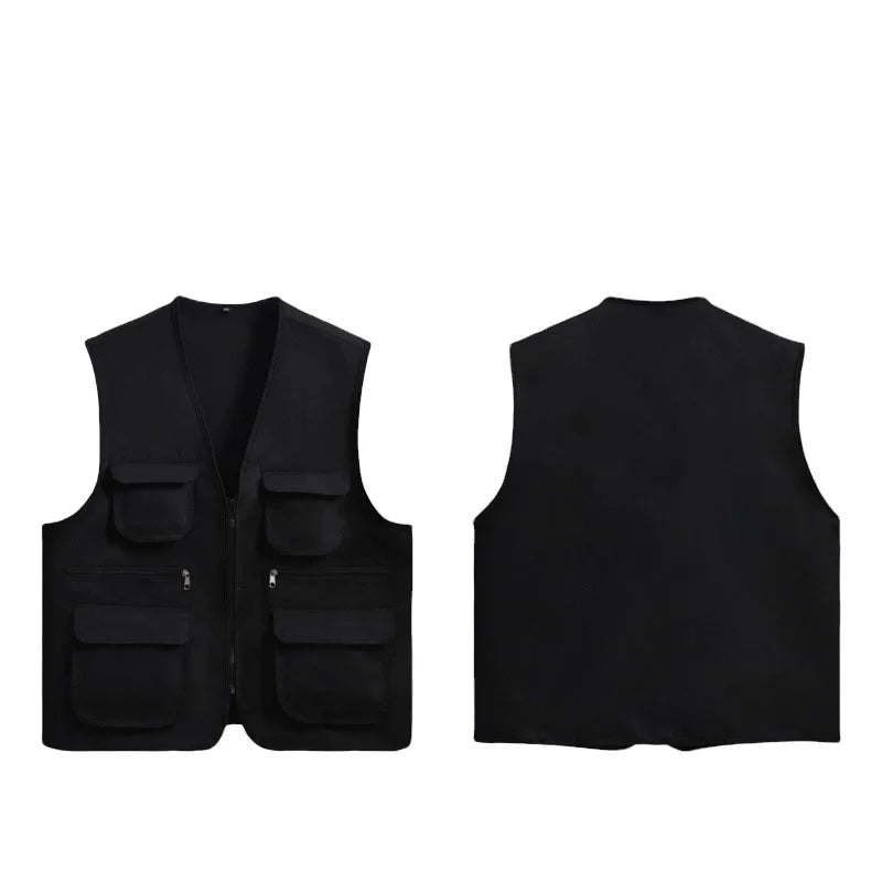 Oem Customized logo Vest Fashionable Multi Pocket Men Vest  Volunteer Vest Advertising Photography Workwear