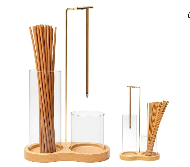 2025 Creative 2 in 1 Wood Incense Holder with Aromatherapy Stove Function Home Living Room Ornament Perfect Gift Whole Set